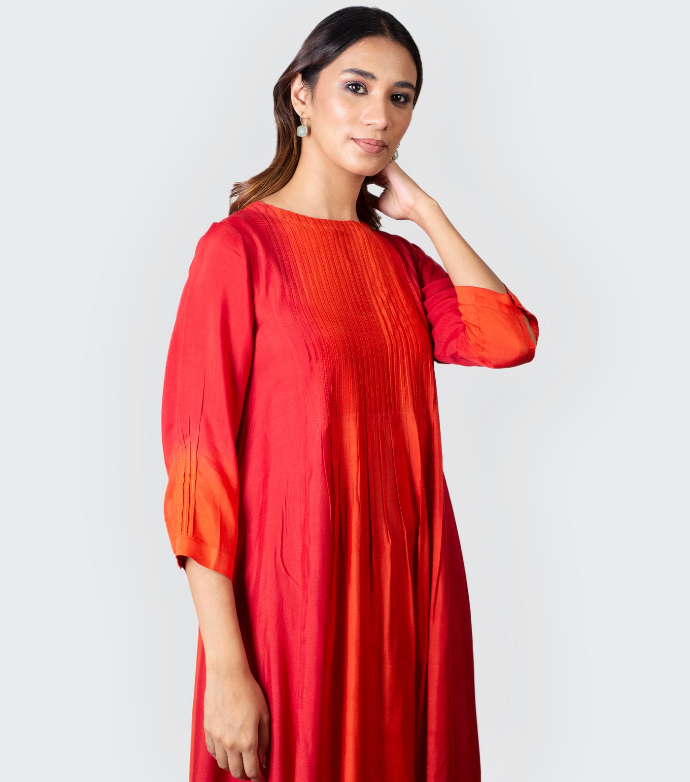 Red Orange Ombre Dye Dress