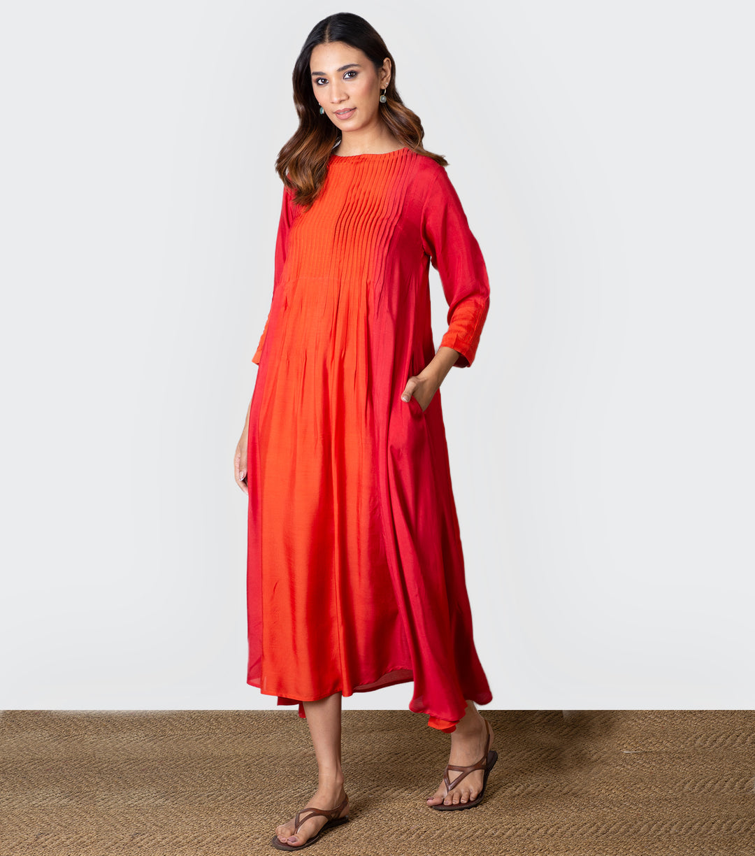 Red Orange Ombre Dye Dress – Tulsi Online