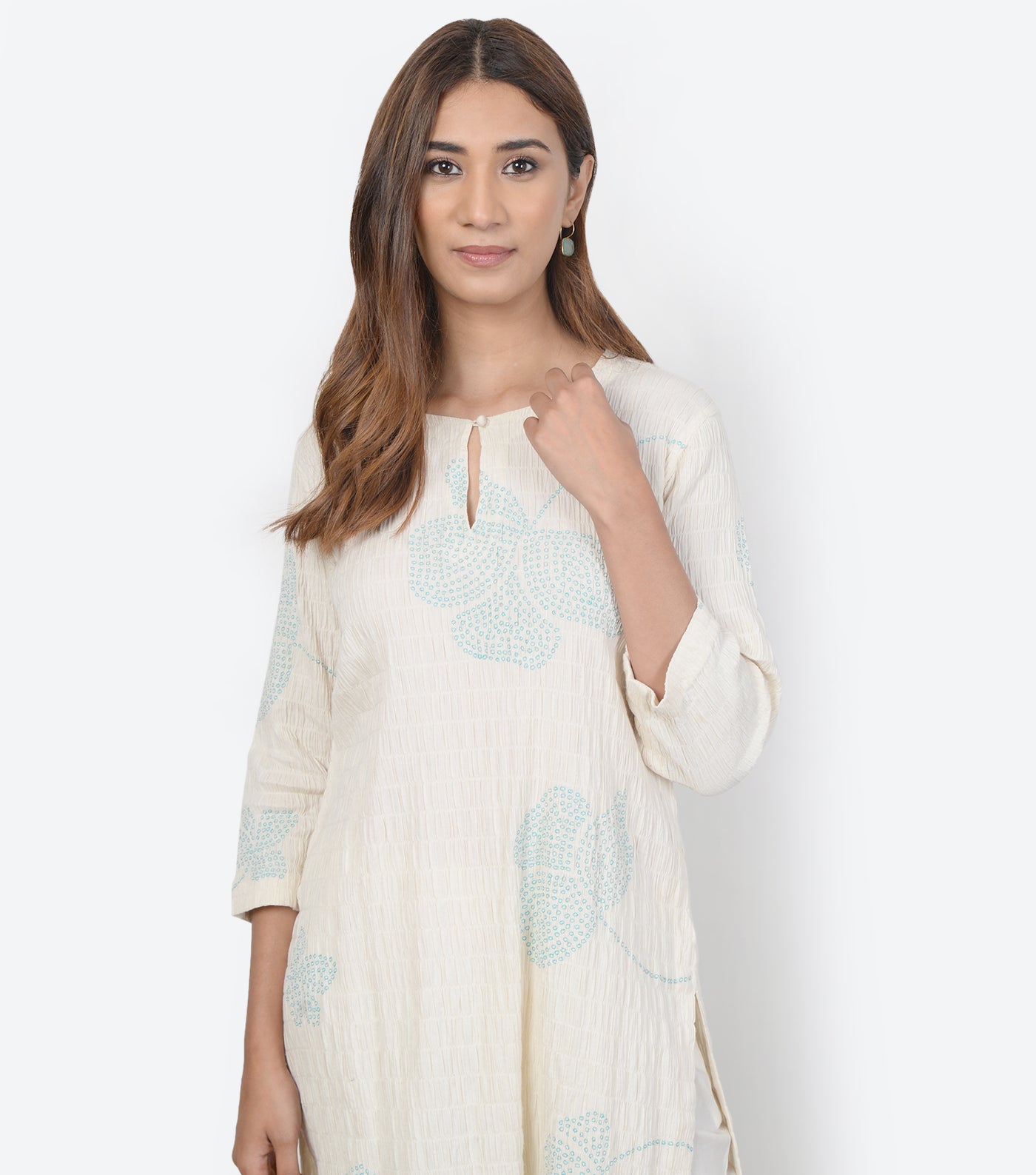 Natural Cotton Smocked Kurta