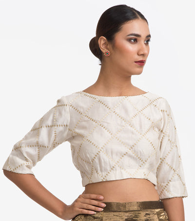 White Embroidered Chanderi Blouse
