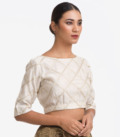 White Embroidered Chanderi Blouse