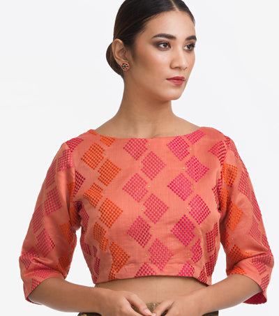 Coral Embroidered Chanderi Blouse