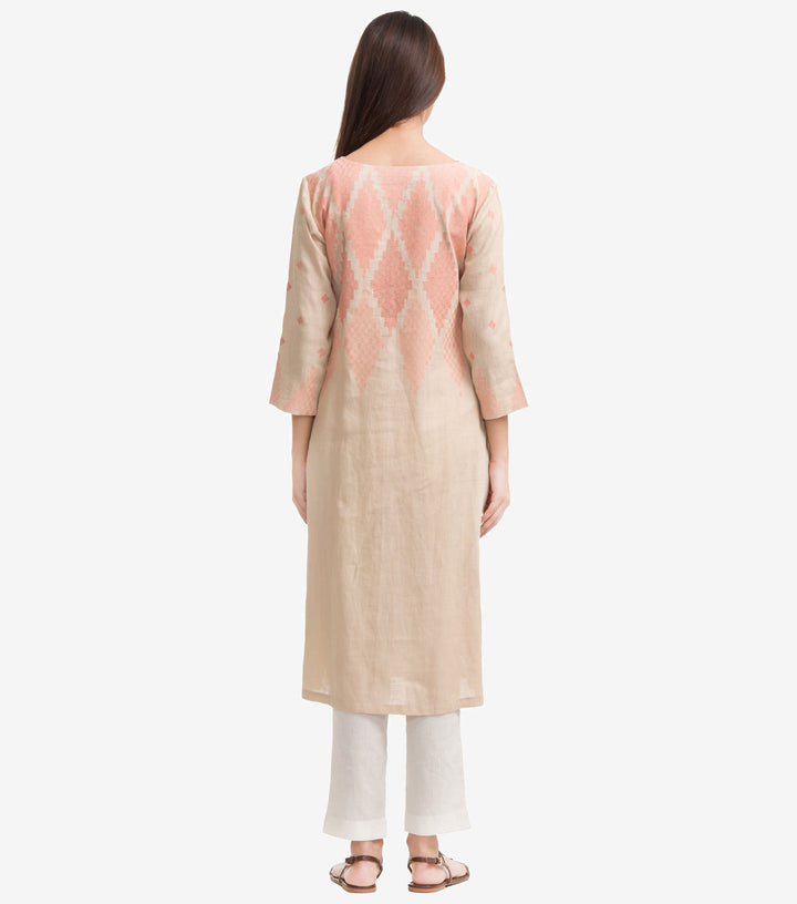 Beige Embroidered Kurta