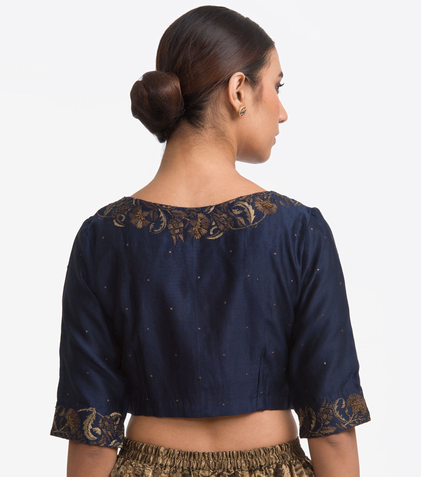 Navy blue Embroidered Chanderi Blouse