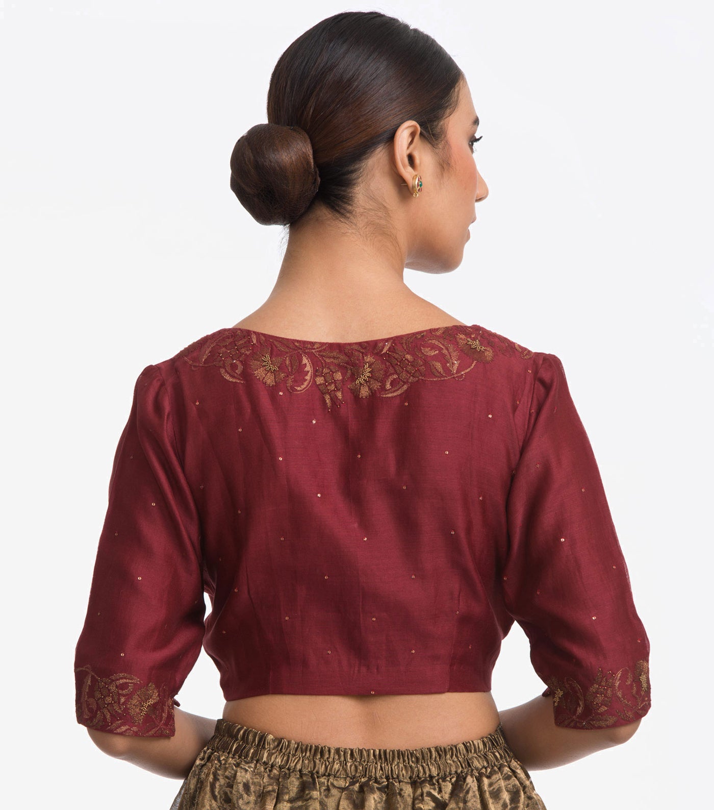 Maroon Embroidered Chanderi Blouse