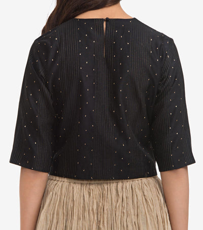 Black Sequins Embroidered Chanderi Blouse