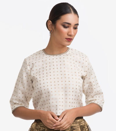 White Sequins embroidered Silk Blouse