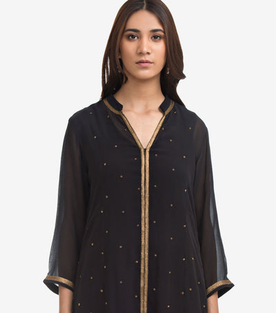 Black Embroidered Georgette Cape