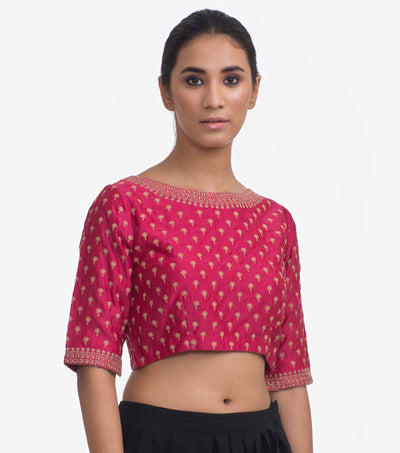 Pink Embroidered Chanderi Blouse