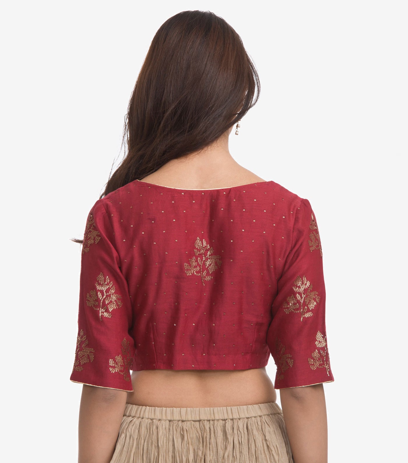 Red Embroidered Chanderi Blouse
