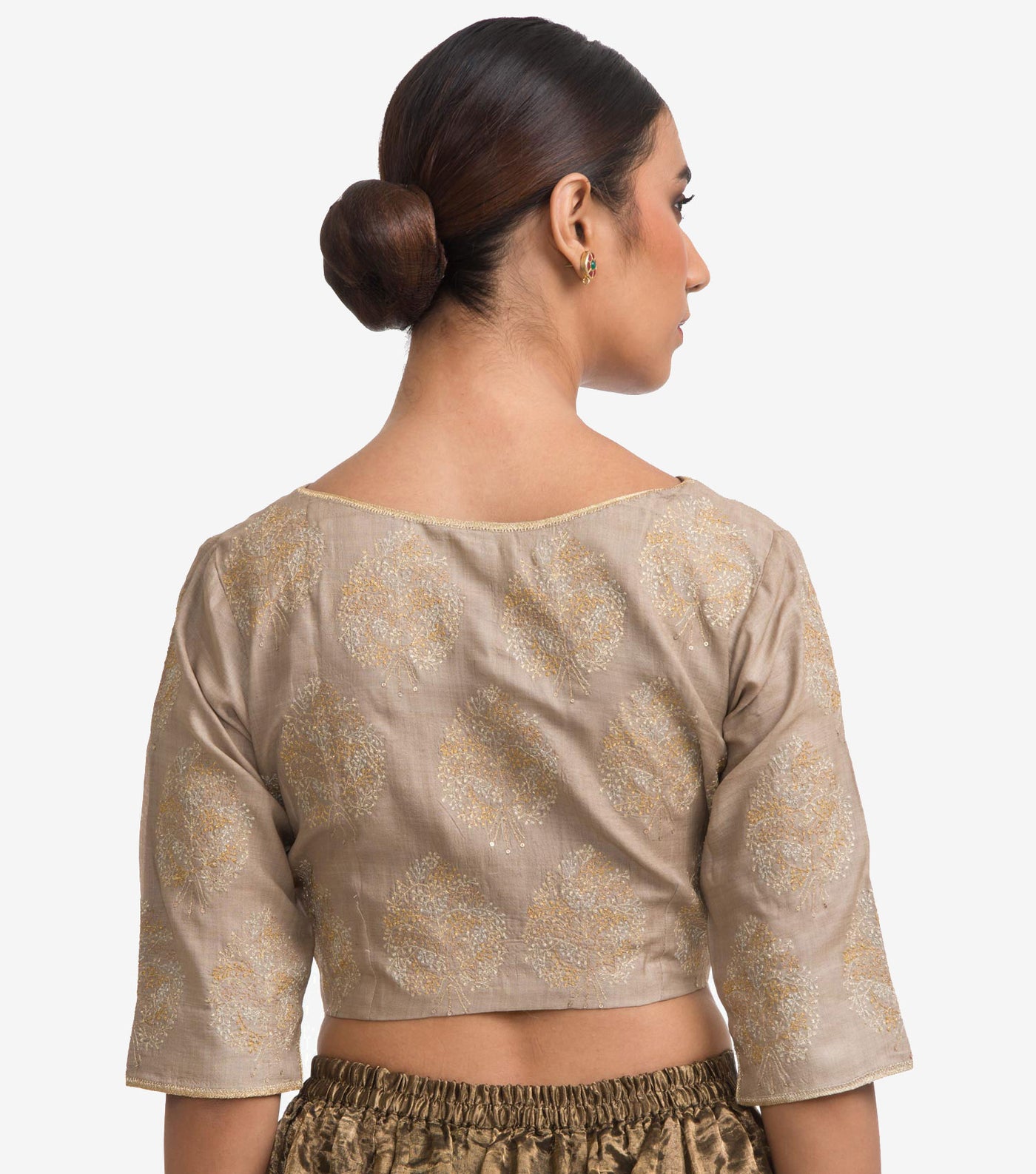 Beige Embroidered Chanderi Blouse