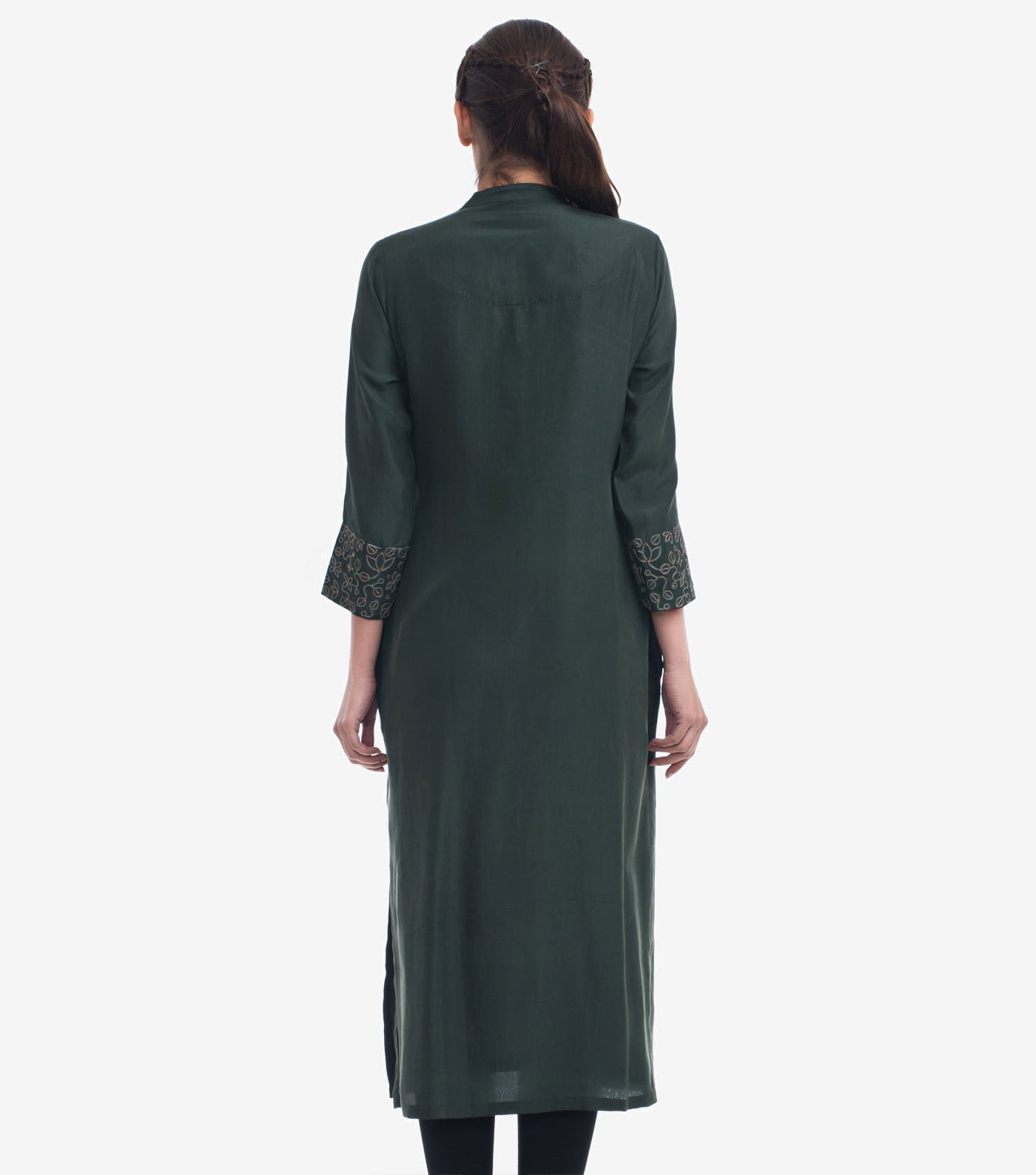 Green Zari Embroidered Silk Kurta