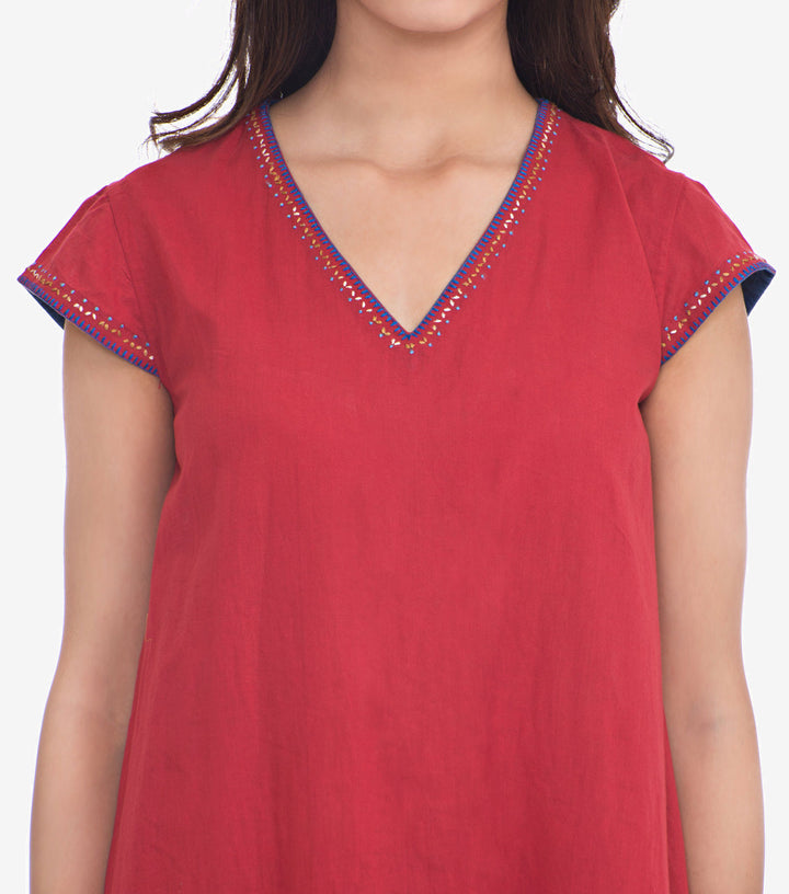 Maroon cambric tunic