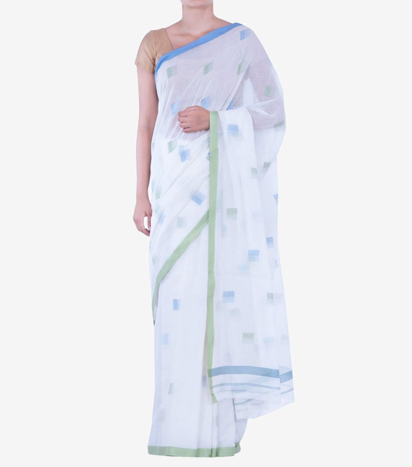 White handwoven Cotton Jamdani Saree