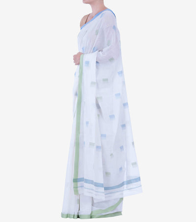 White handwoven Cotton Jamdani Saree