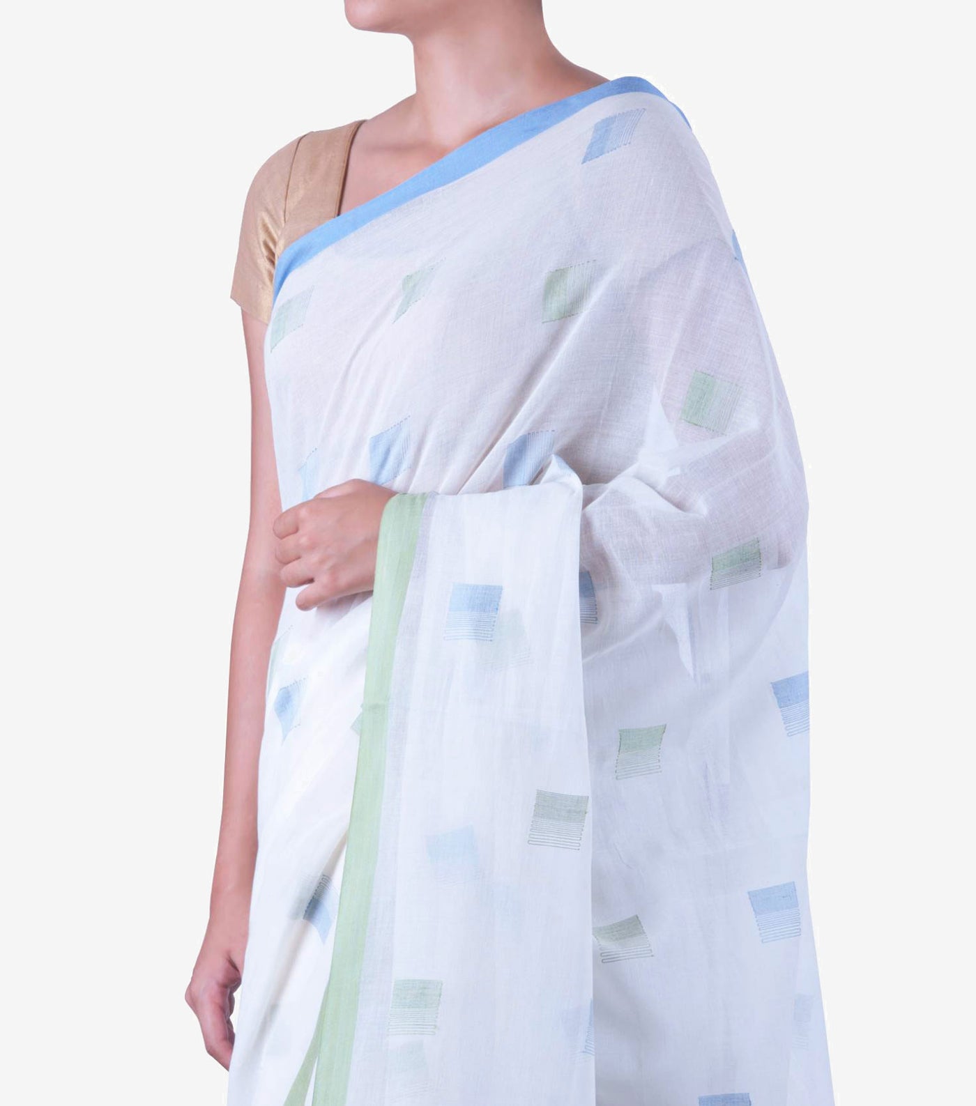 White handwoven Cotton Jamdani Saree