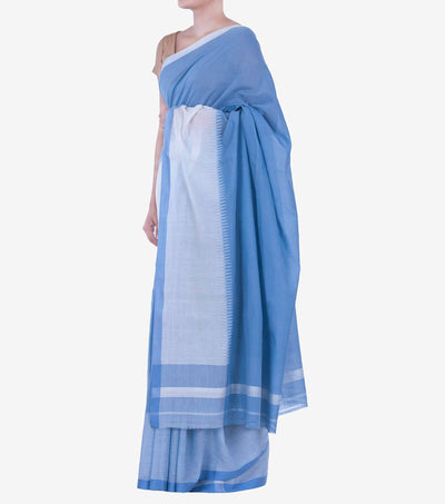 Blue Handwoven Cotton Jamdani Saree