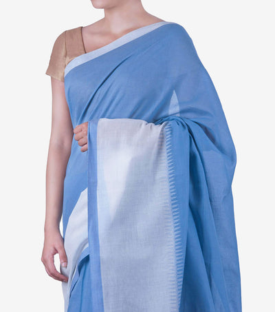 Blue Handwoven Cotton Jamdani Saree