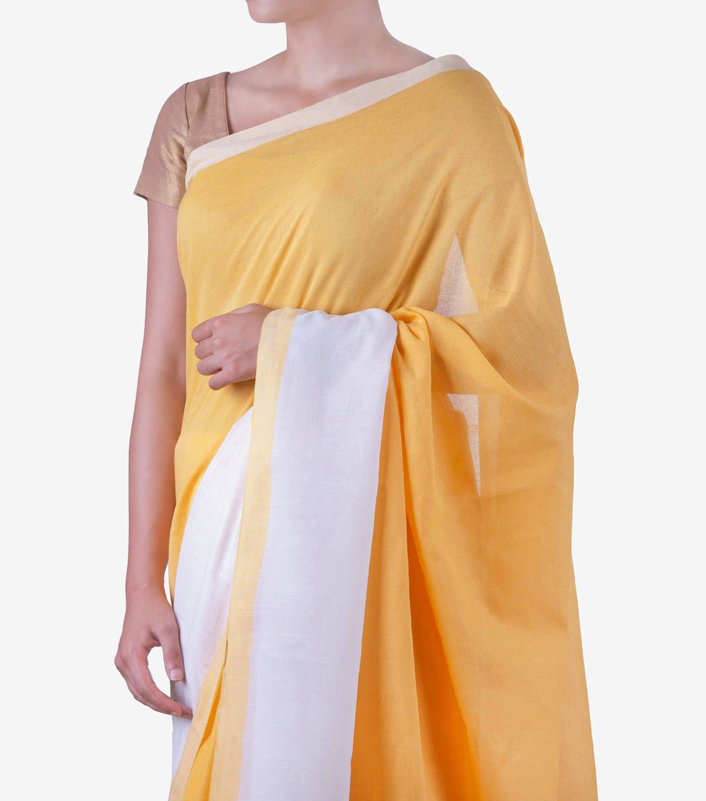 yellow handwoven Cotton Jamdani Saree