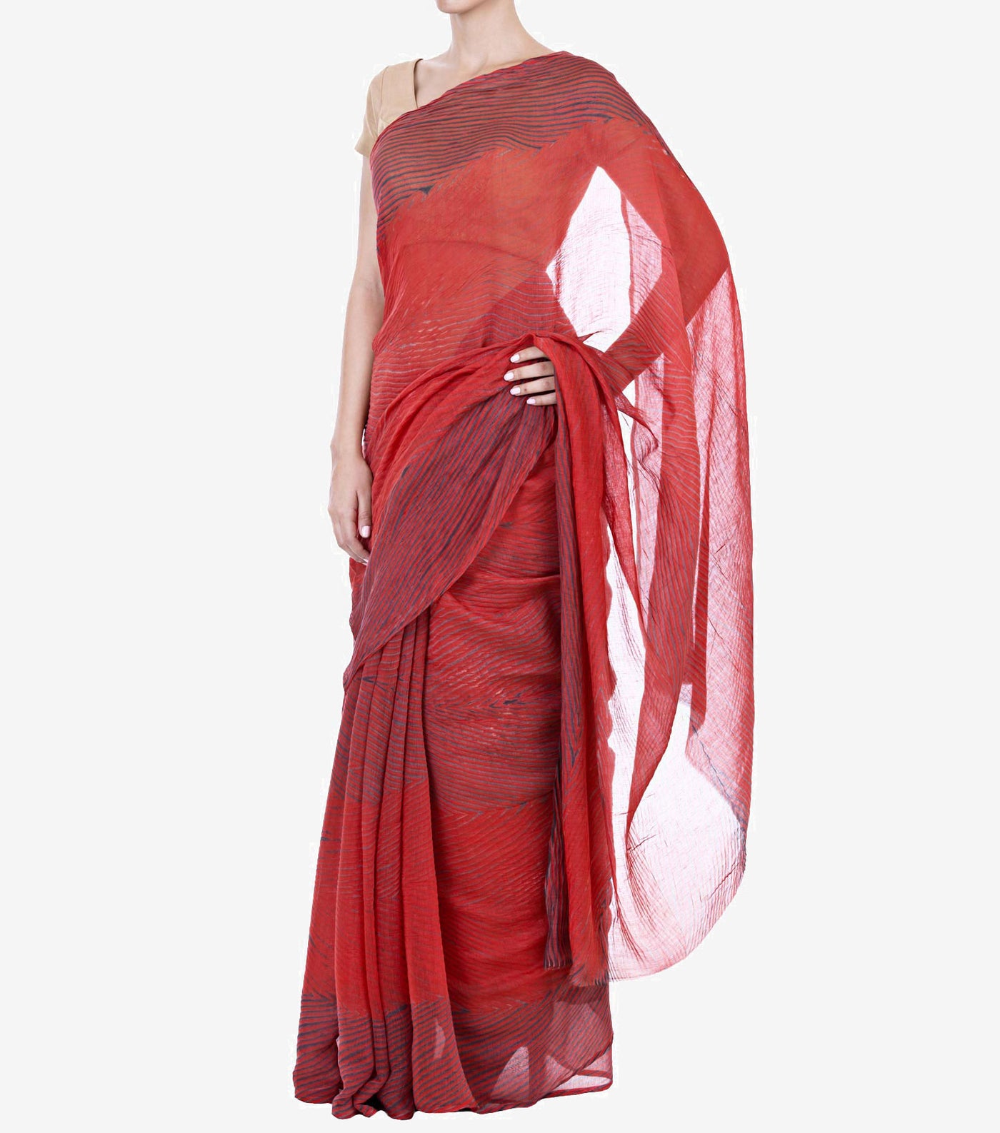 Red Shibori Dye Chanderi Saree