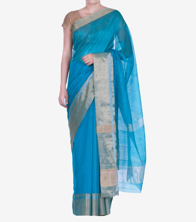 Blue Handwoven Chanderi Saree