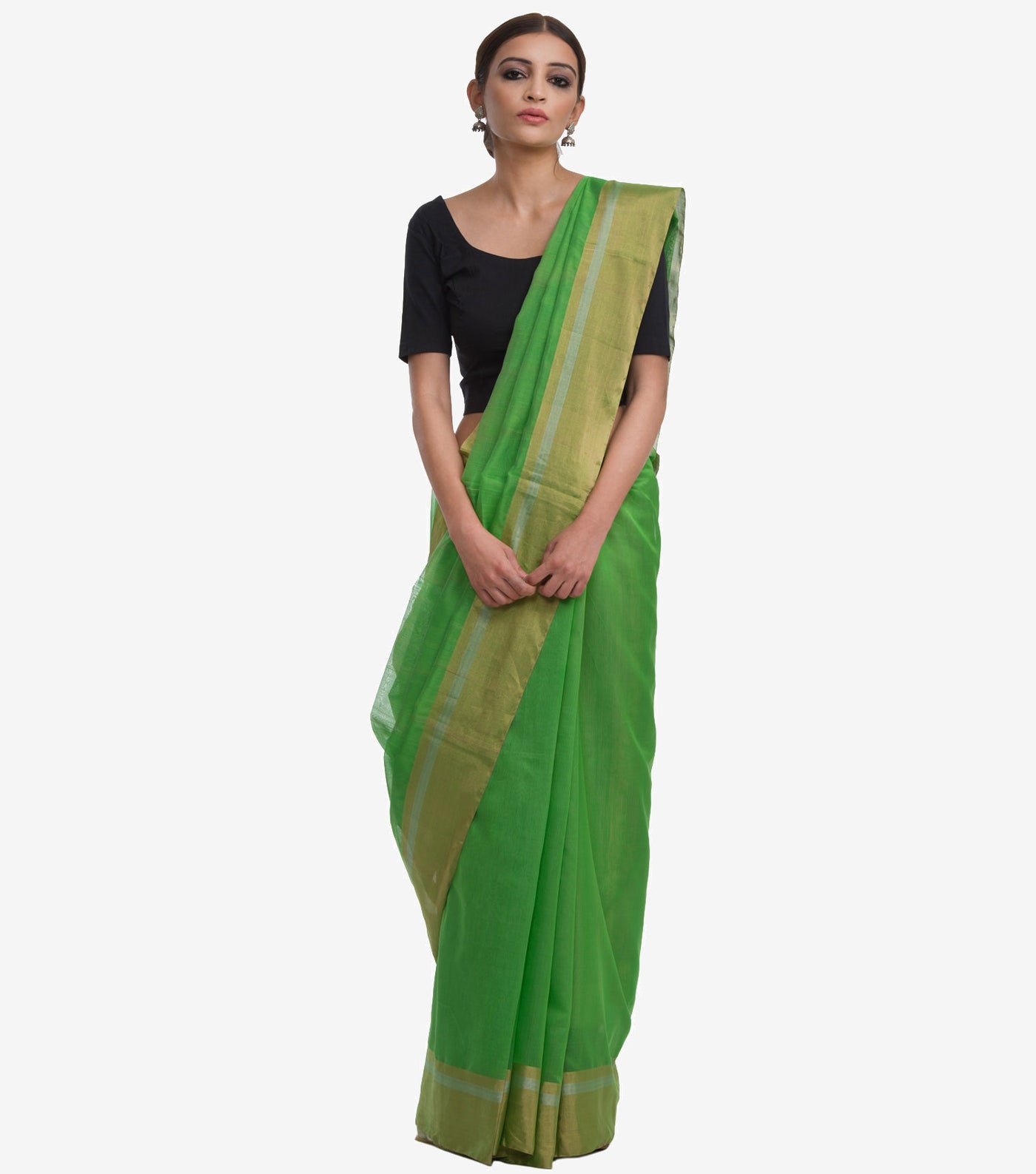 Green handwoven Chanderi Saree