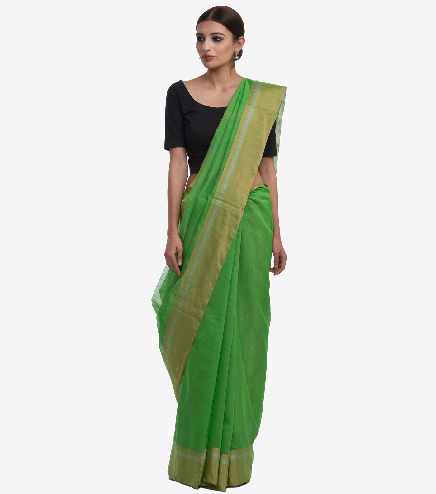 Green handwoven Chanderi Saree