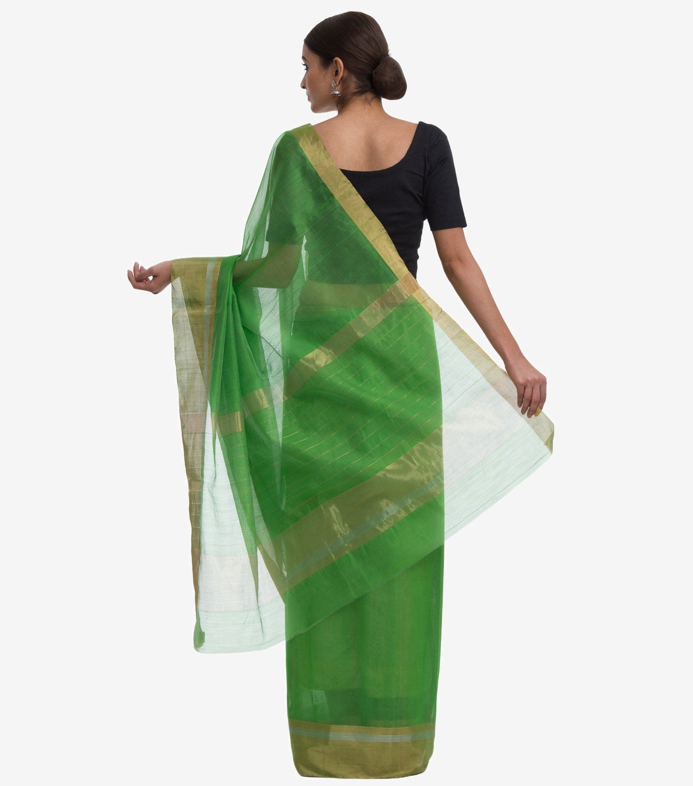 Green handwoven Chanderi Saree