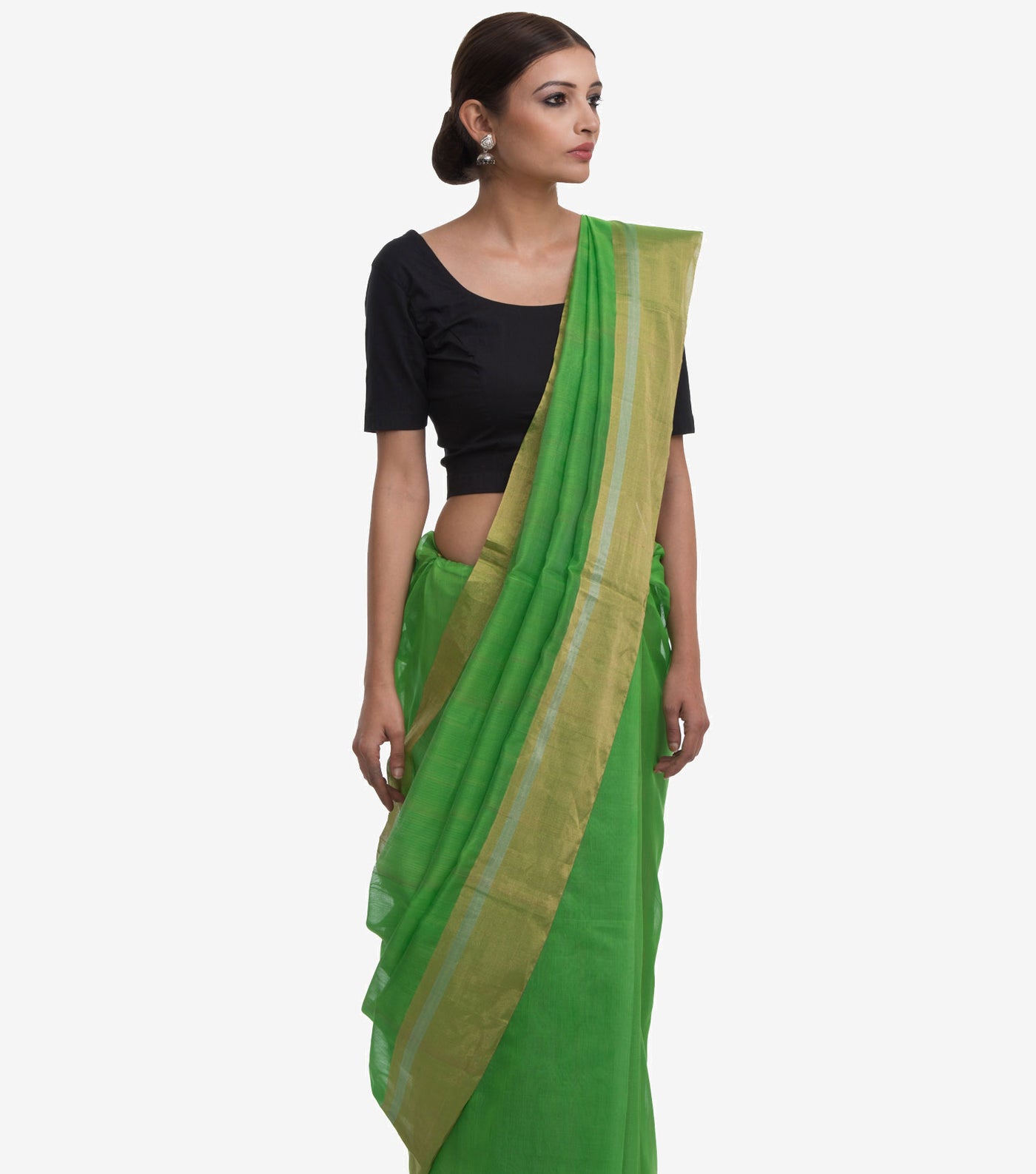 Green handwoven Chanderi Saree