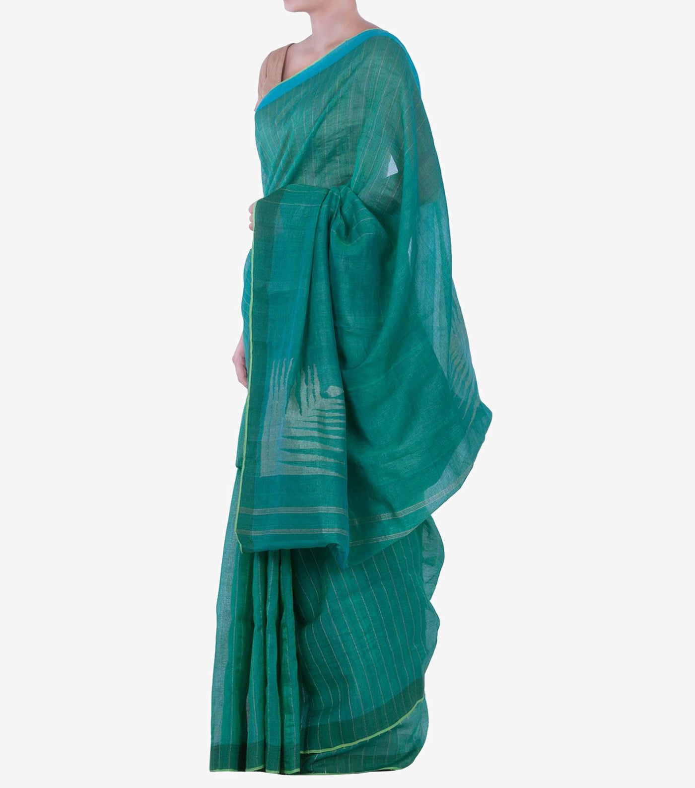 Green Handwoven Cotton Jamdani Saree