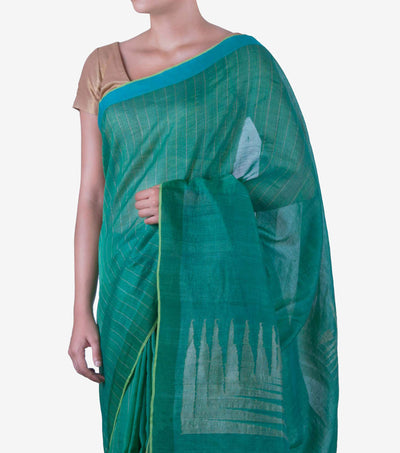 Green Handwoven Cotton Jamdani Saree