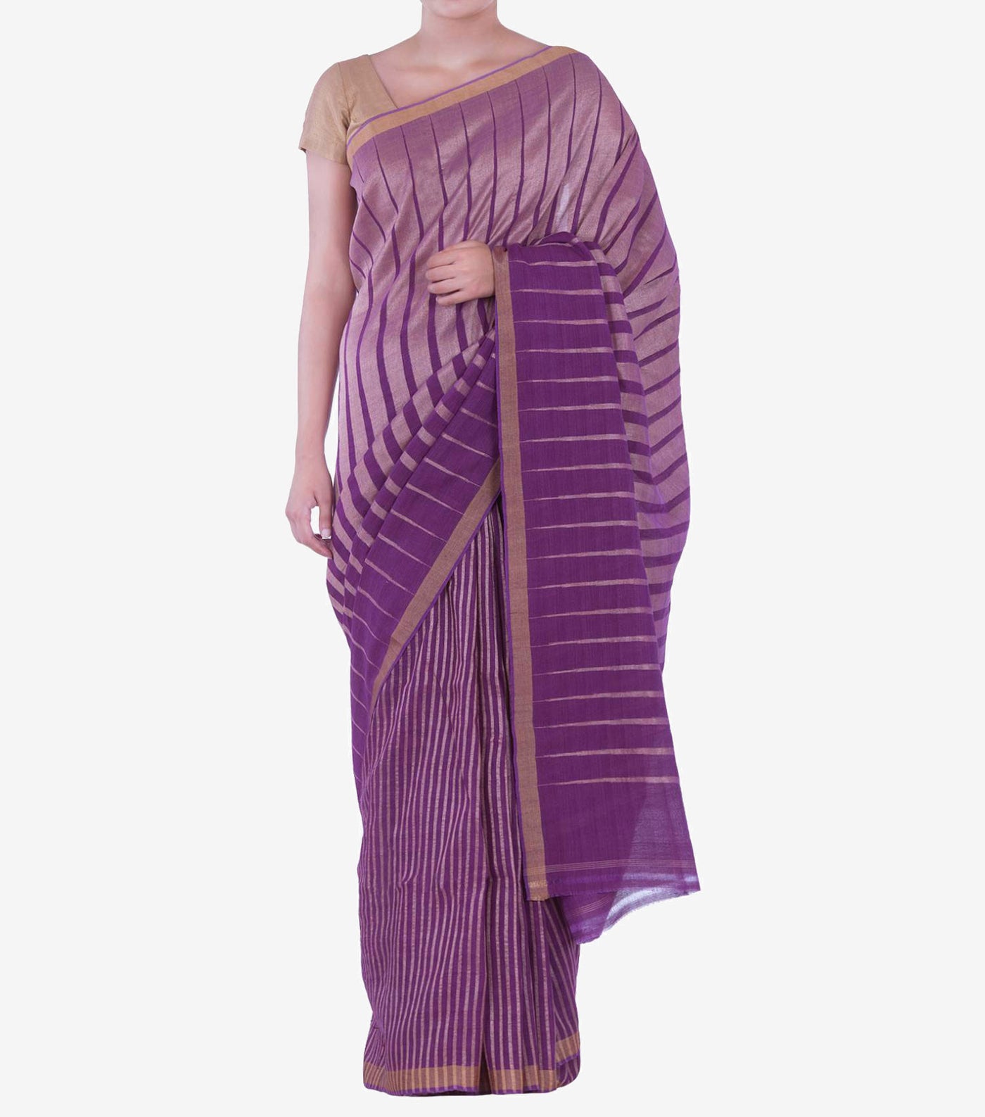 Purple Handwoven Cotton Saree