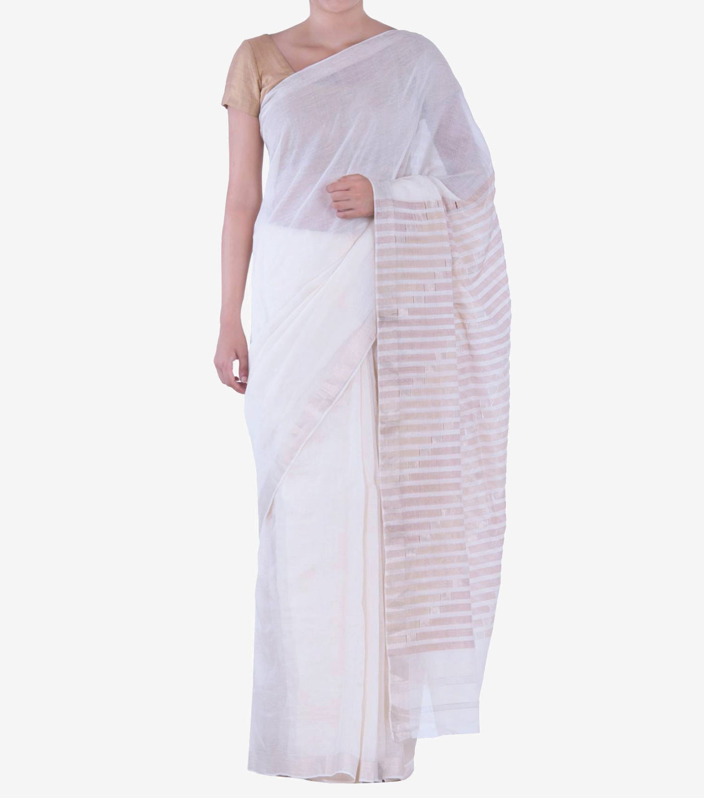 White Cotton Silk Jamdani Saree