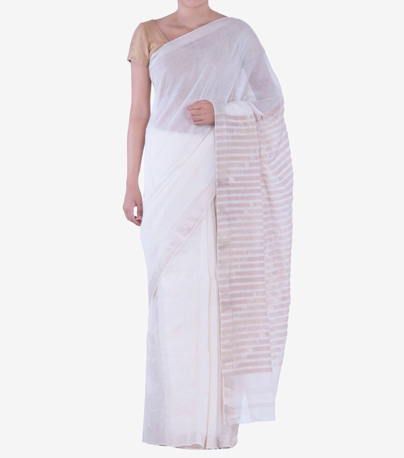 White Cotton Silk Jamdani Saree