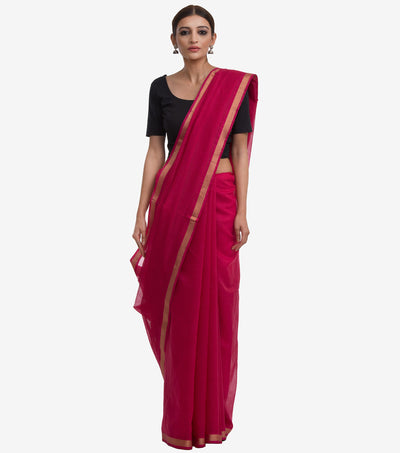 Rani pink Cotton Silk Saree