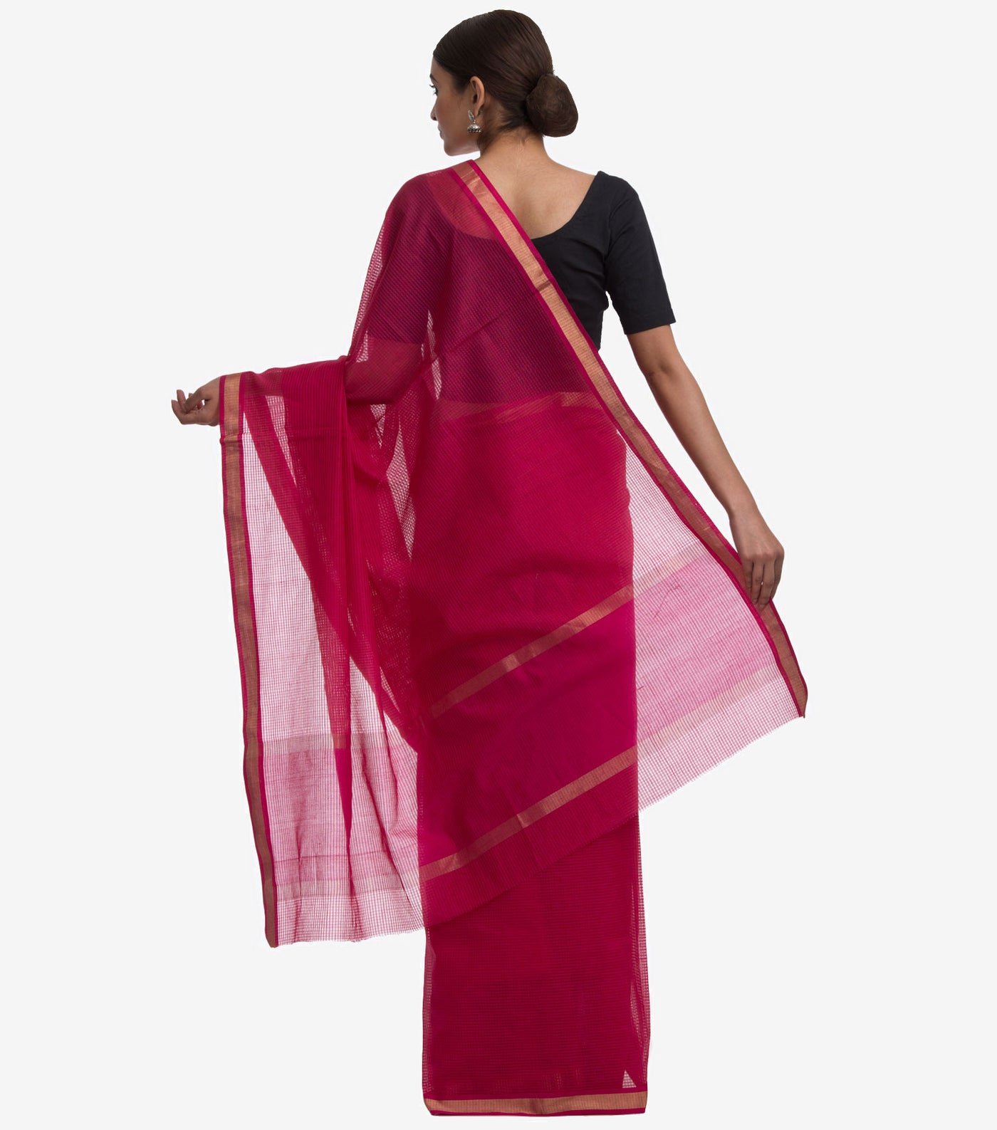 Rani pink Cotton Silk Saree