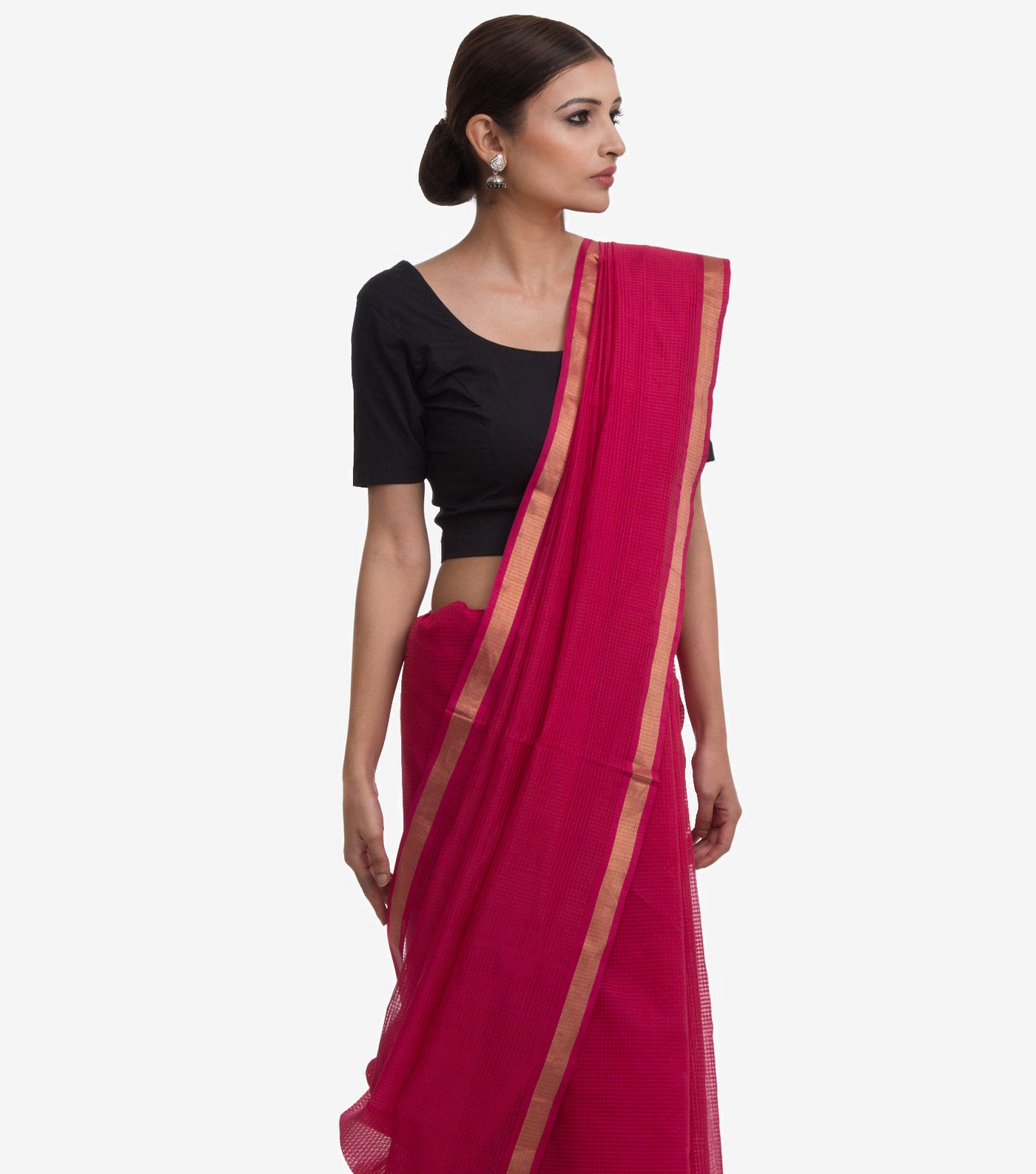 Rani pink Cotton Silk Saree