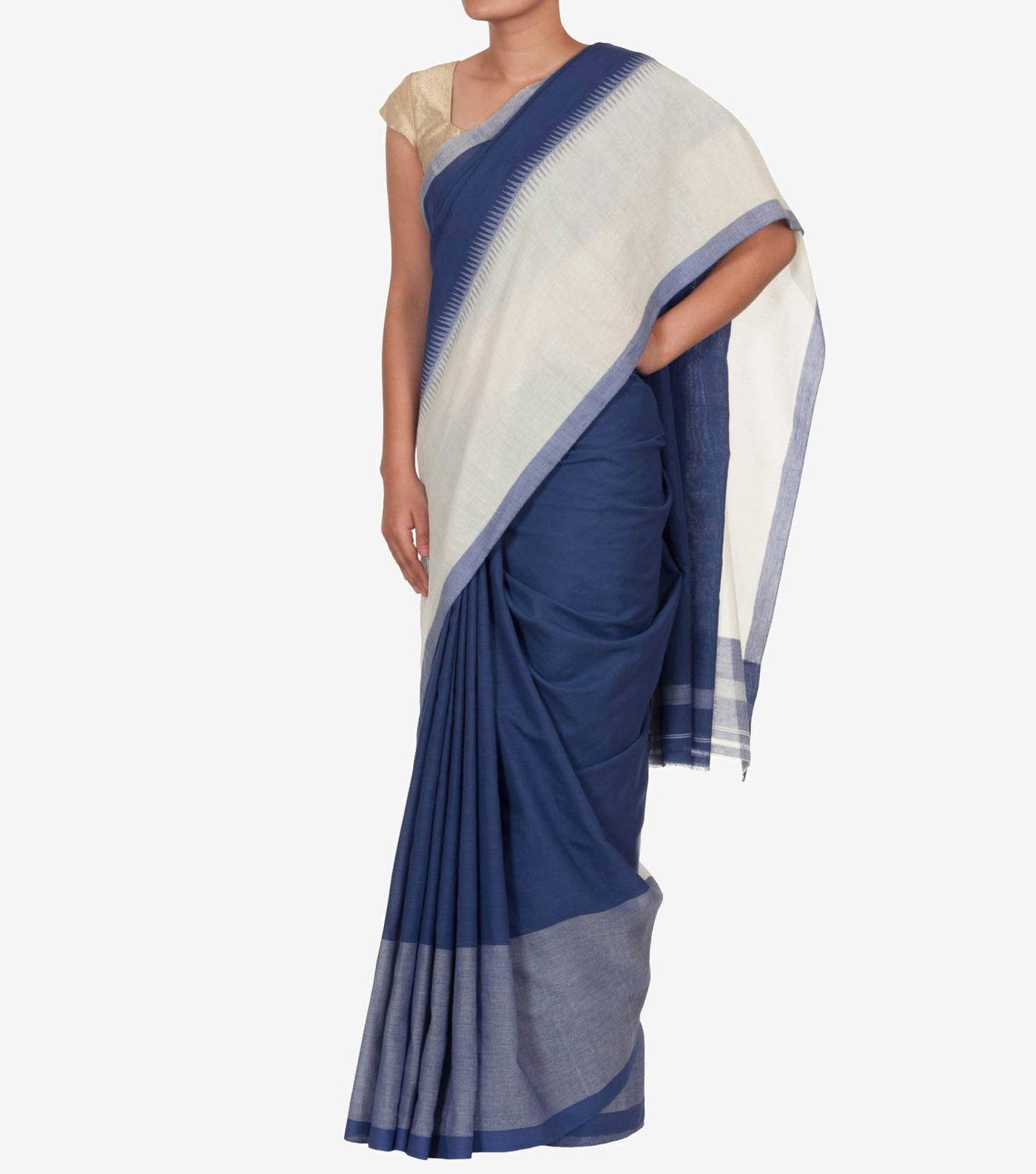 Navy blue Cotton Jamdani Saree