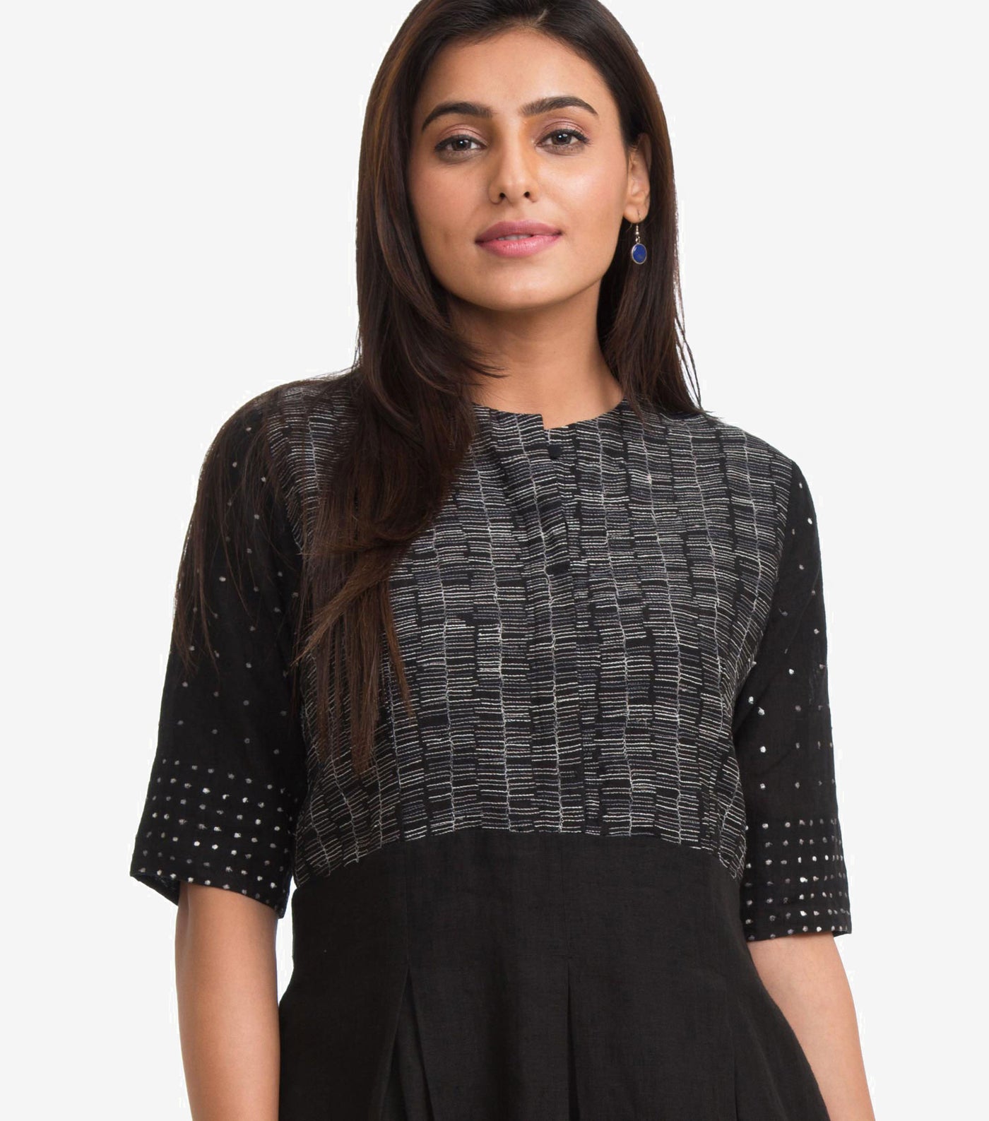 Black Linen Embroidered Dress