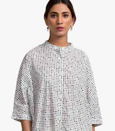 Printed White Cotton Shirt