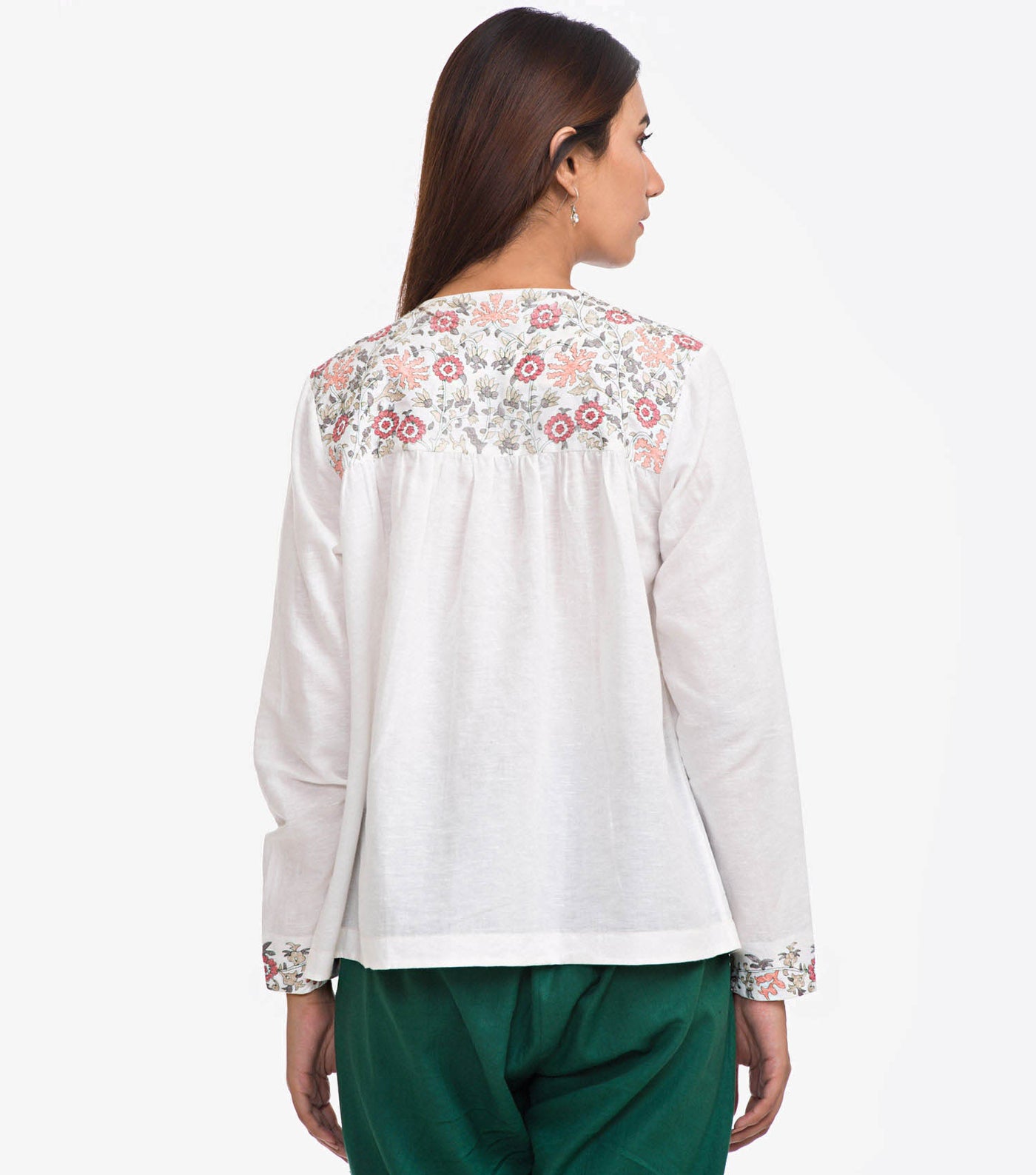 White Linen Embroidered Top