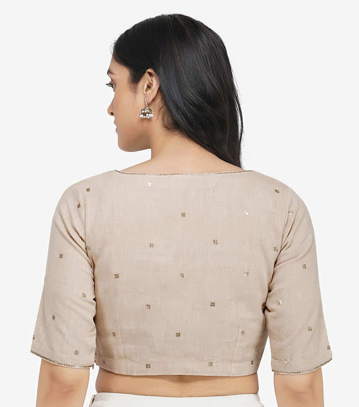 Beige Embroidered Khadi Blouse