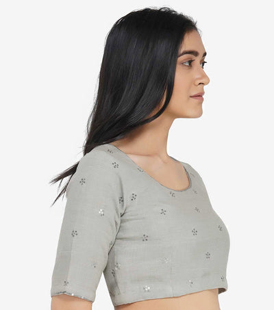 Light Grey embroidered Khadi Blouse