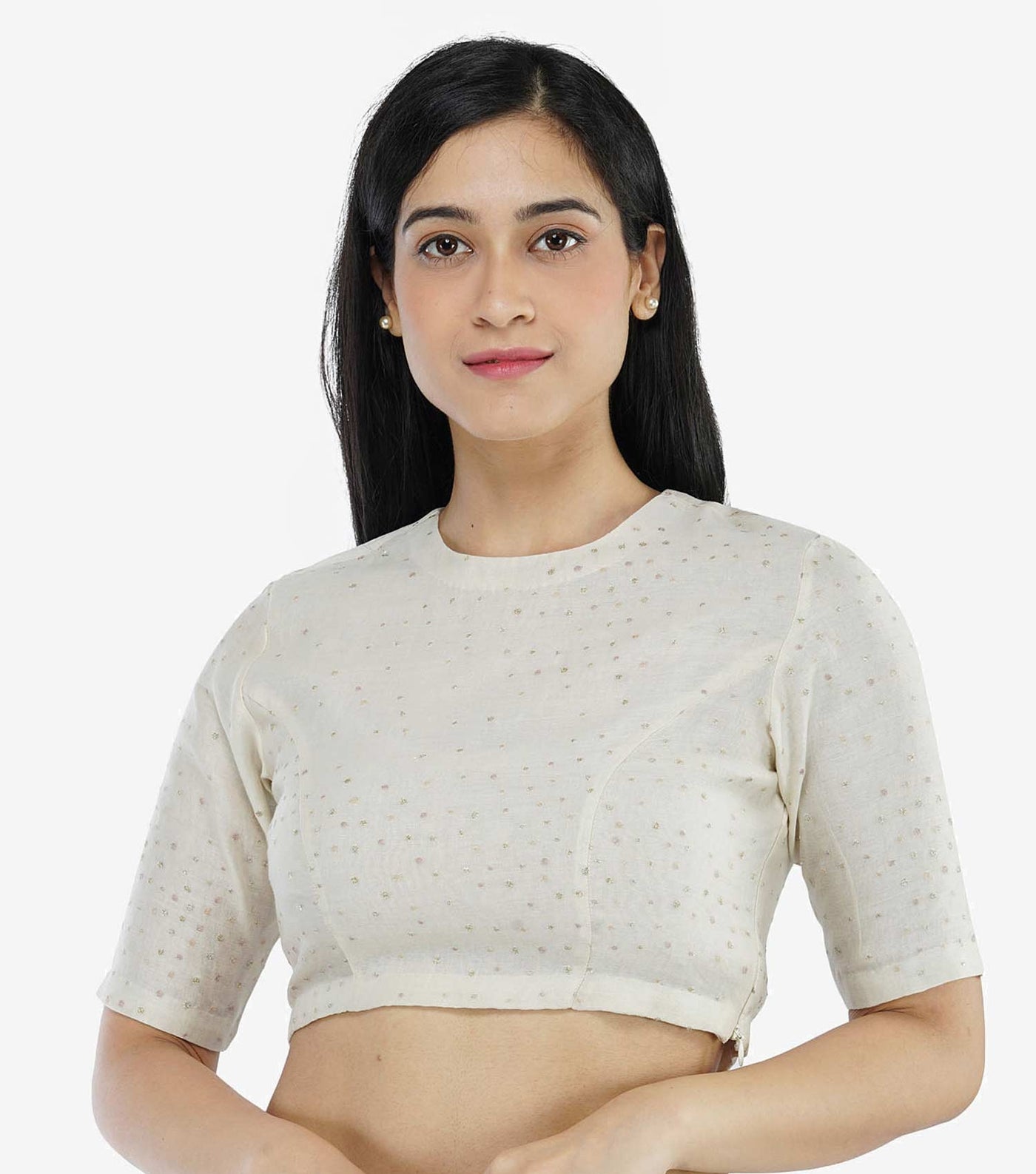 Natural Embroidered Chanderi Blouse