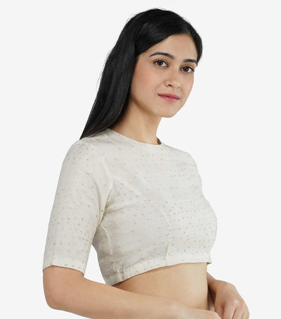 Natural Embroidered Chanderi Blouse