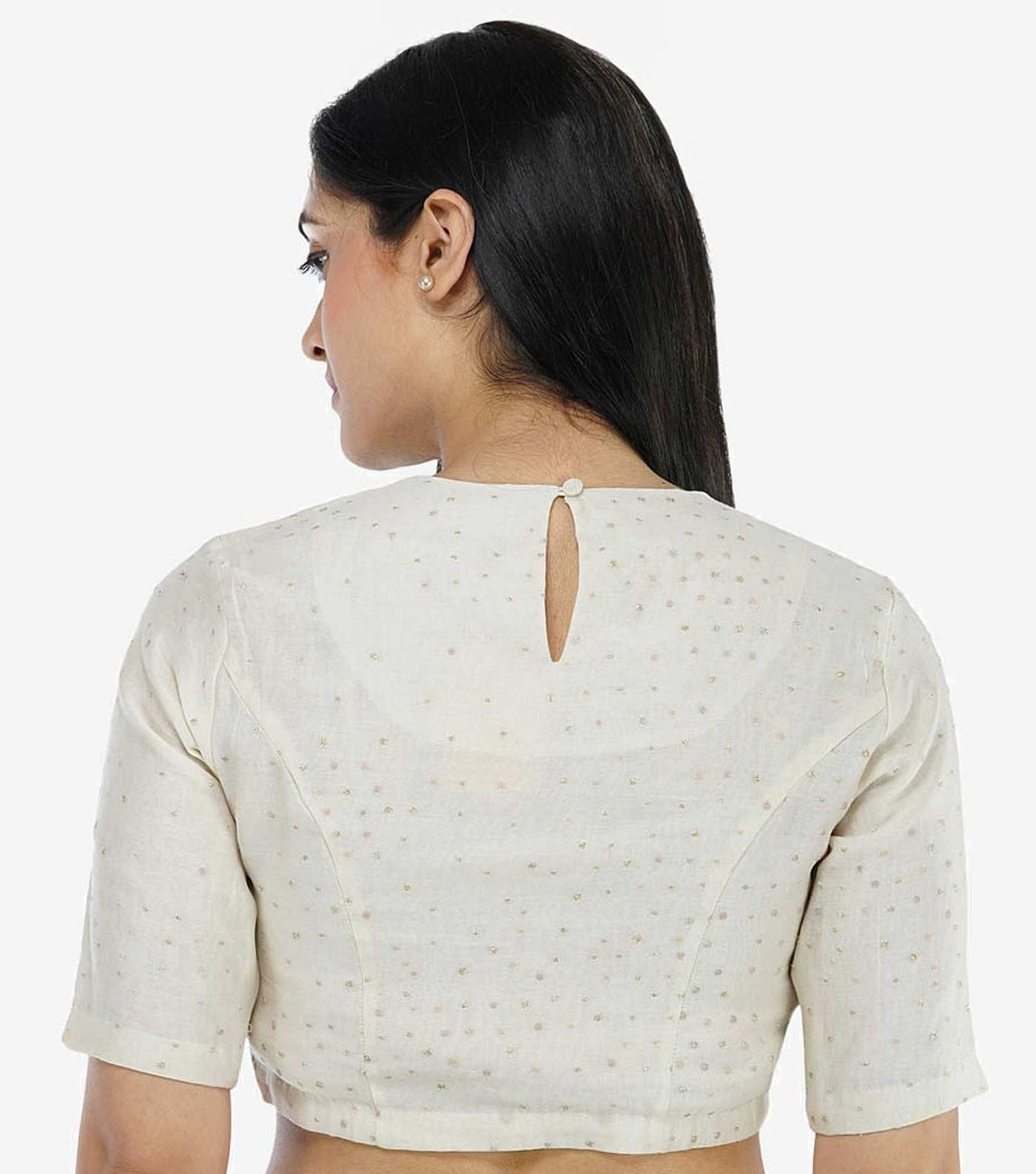 Natural Embroidered Chanderi Blouse