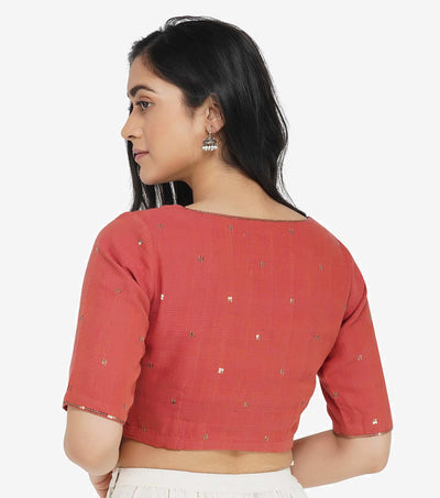 Coral Embroidered khadi Blouse