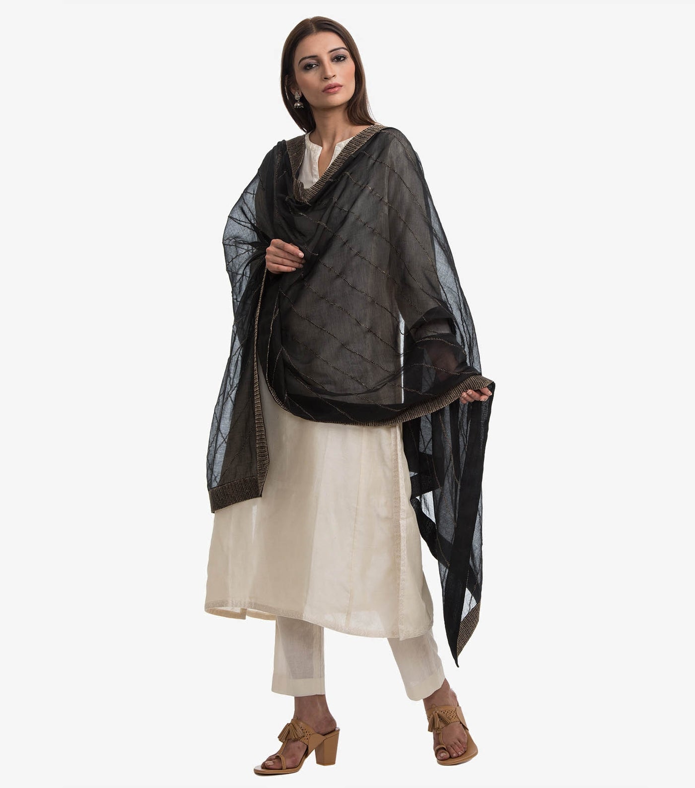 Black chanderi dupatta