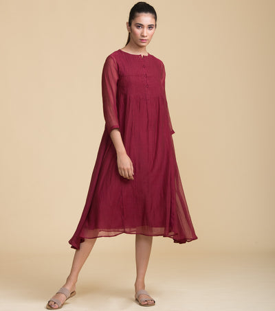 Solid wine chanderi tunic