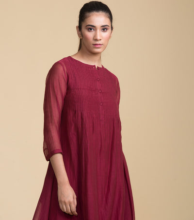 Solid wine chanderi tunic
